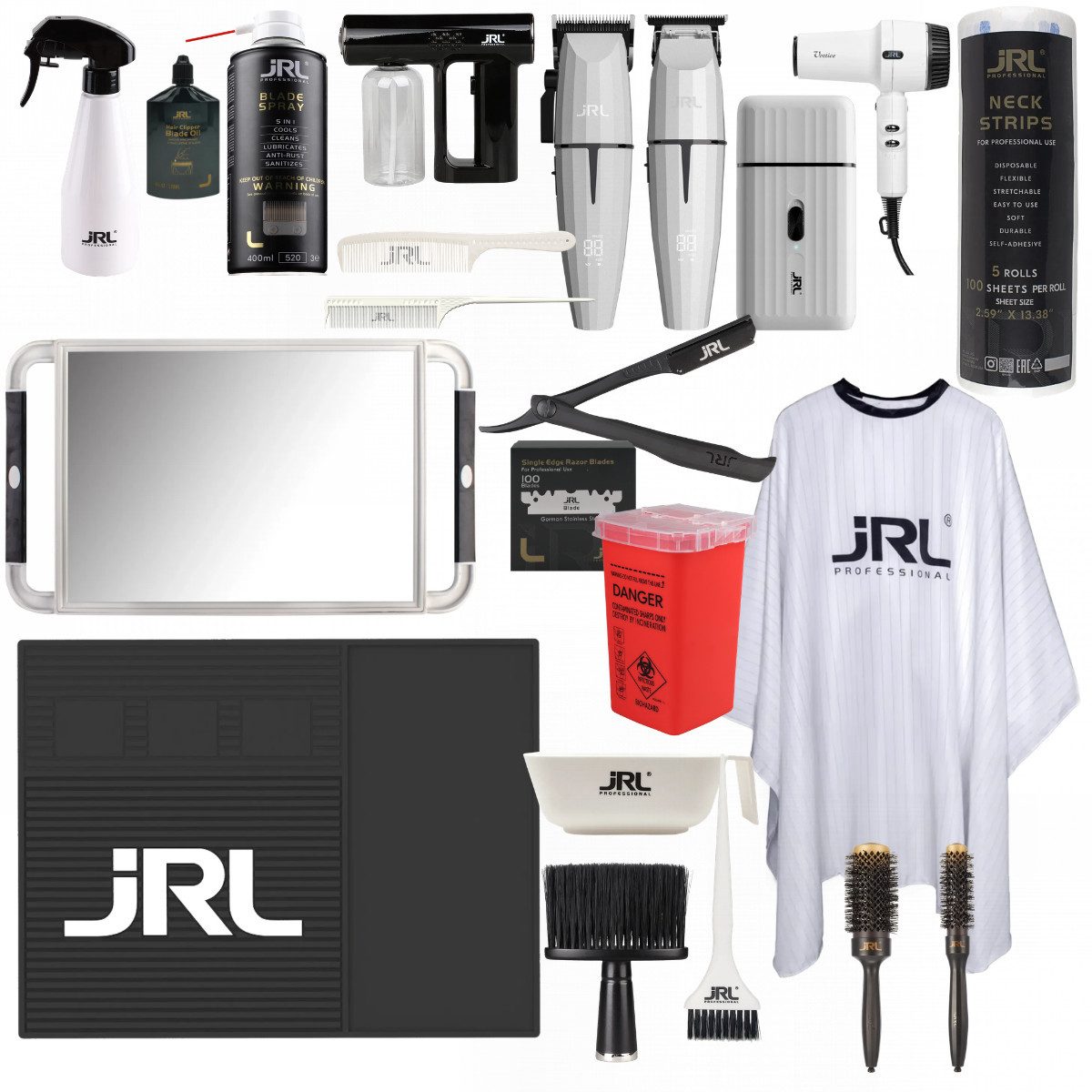 JRL Haarschneider Friseursets, Komplettset bestehend aus Clipper, Trimmer usw., Profi Barber Komplettset, kabellos & leistungsstark