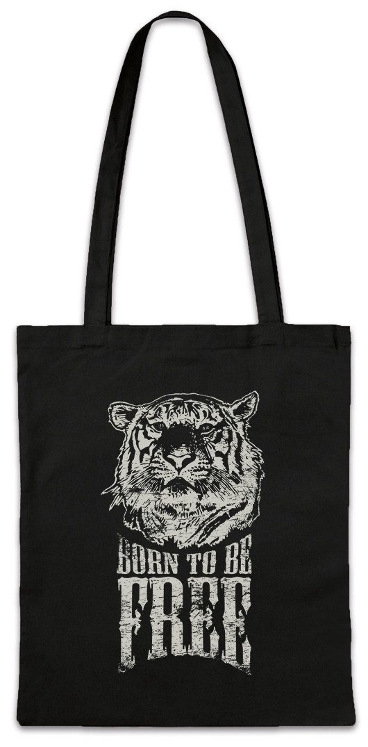 Beuteltasche Born To Be Free Stofftasche Vegan Vegetarier Veganer Tiger Animal