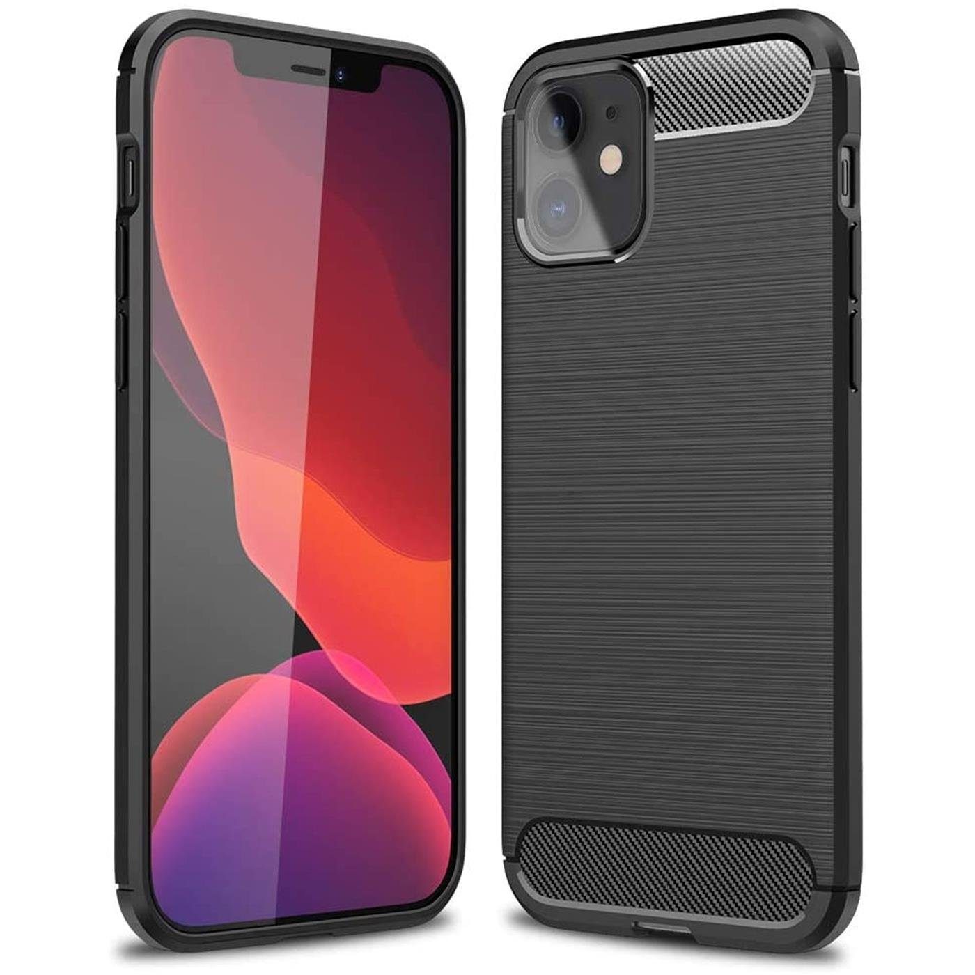 CoolGadget Handyhülle Carbon Handy Hülle für Apple iPhone 12 Mini 5,4 Zoll, robuste Telefonhülle Case Schutzhülle für iPhone 12 Mini Hülle