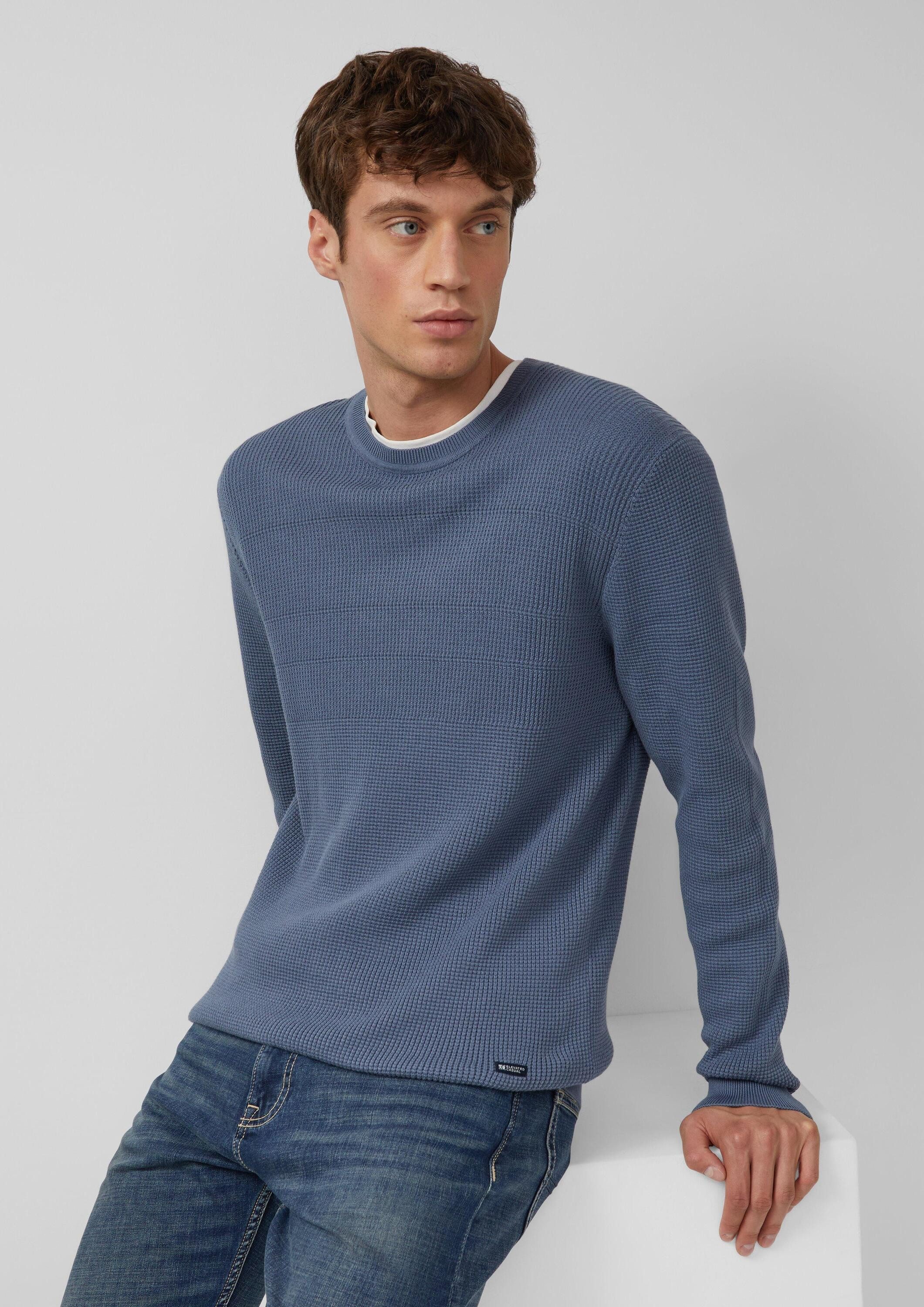 s.Oliver Longpullover Strickpullover Strukturmix-Pullover aus reiner Baumwolle