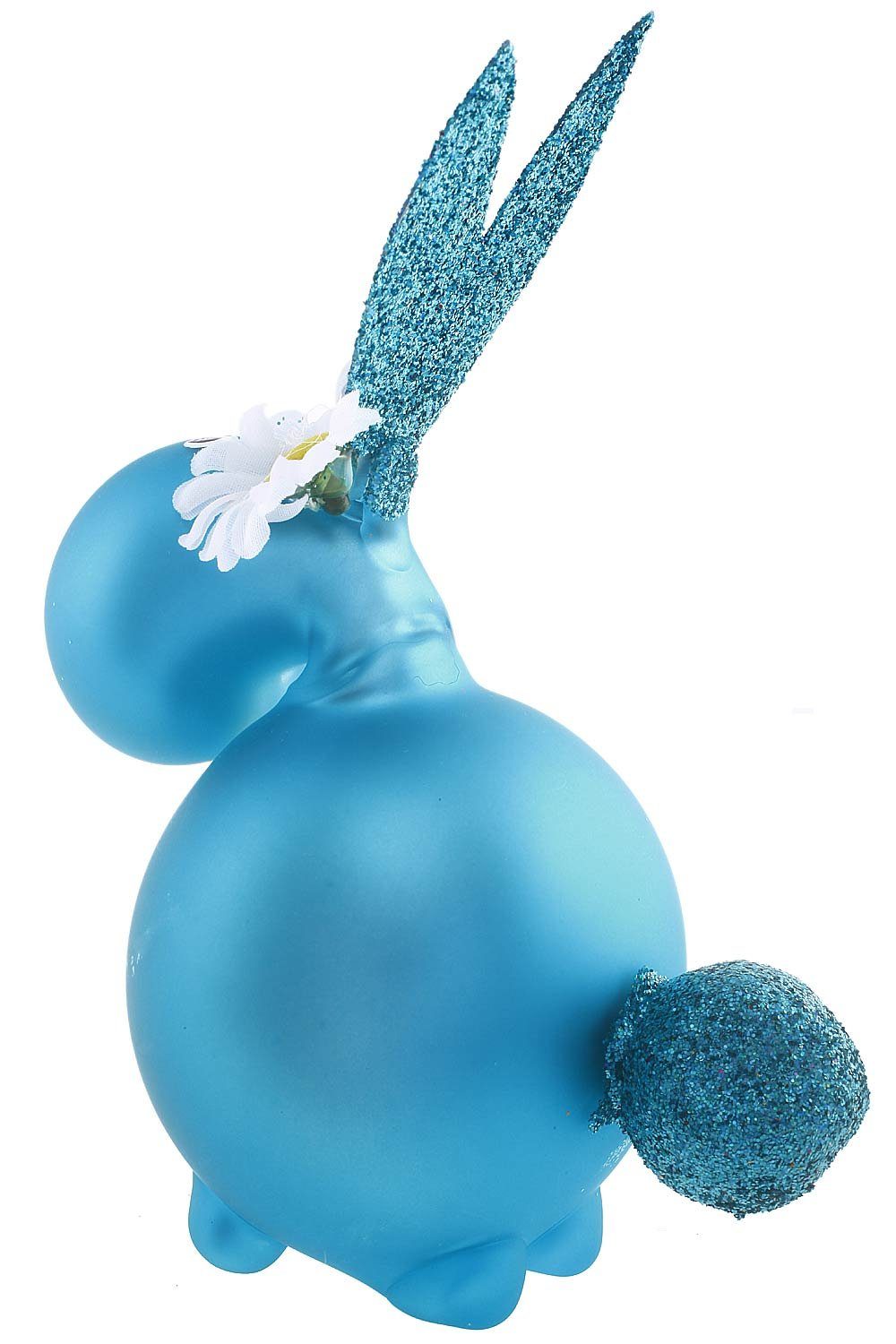 Hamburger Weihnachtskontor Osterhase Hase türkis matt (1-tlg), mundgeblasen - handdekoriert