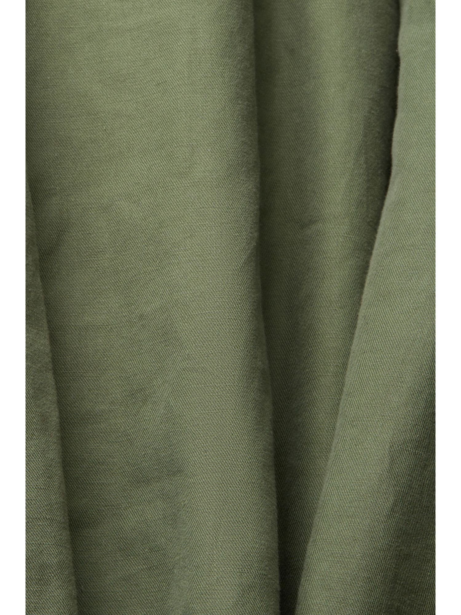 Midikleid Hemdblusenkleid GREEN mit Aus Leinen-Mix: Gürtel Esprit