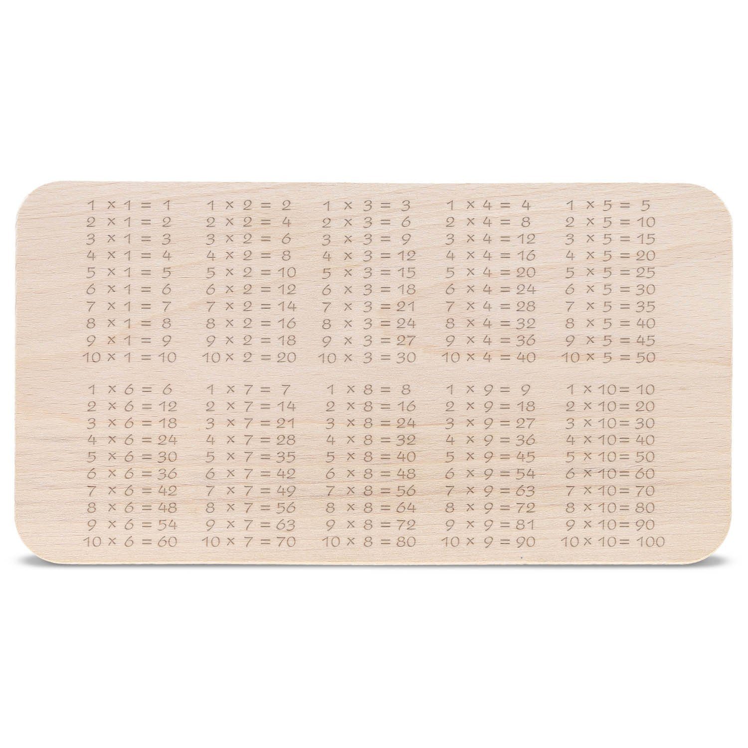 GRAVURZEILE Schneidebrett Brettchen mit Gravur für Kinder - 1x1 - Geschenk zur Einschulung, Buchenholz, (Kein Set), zum einfachen Lernen des 1x1