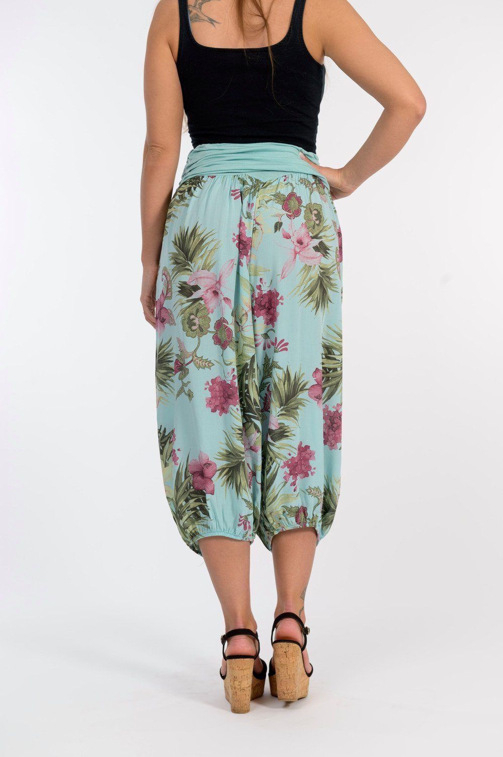 malito more than fashion Haremshose malito Damen Aladinhose mit floralem Muster, Haremshose zum Tanzen, Aladinhose mit floralem Muster Einheitsgröße