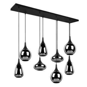 etc-shop Pendelleuchte, Leuchtmittel nicht inklusive, Pendelleuchte Glas 8 flammig Esstischlampe schwarz