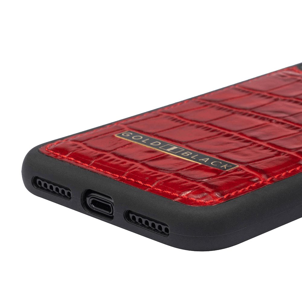 GOLDBLACK Handyhülle GOLDBLACK iPhone 11 Pro Lederhülle KROKO-PRÄGUNG Rot
