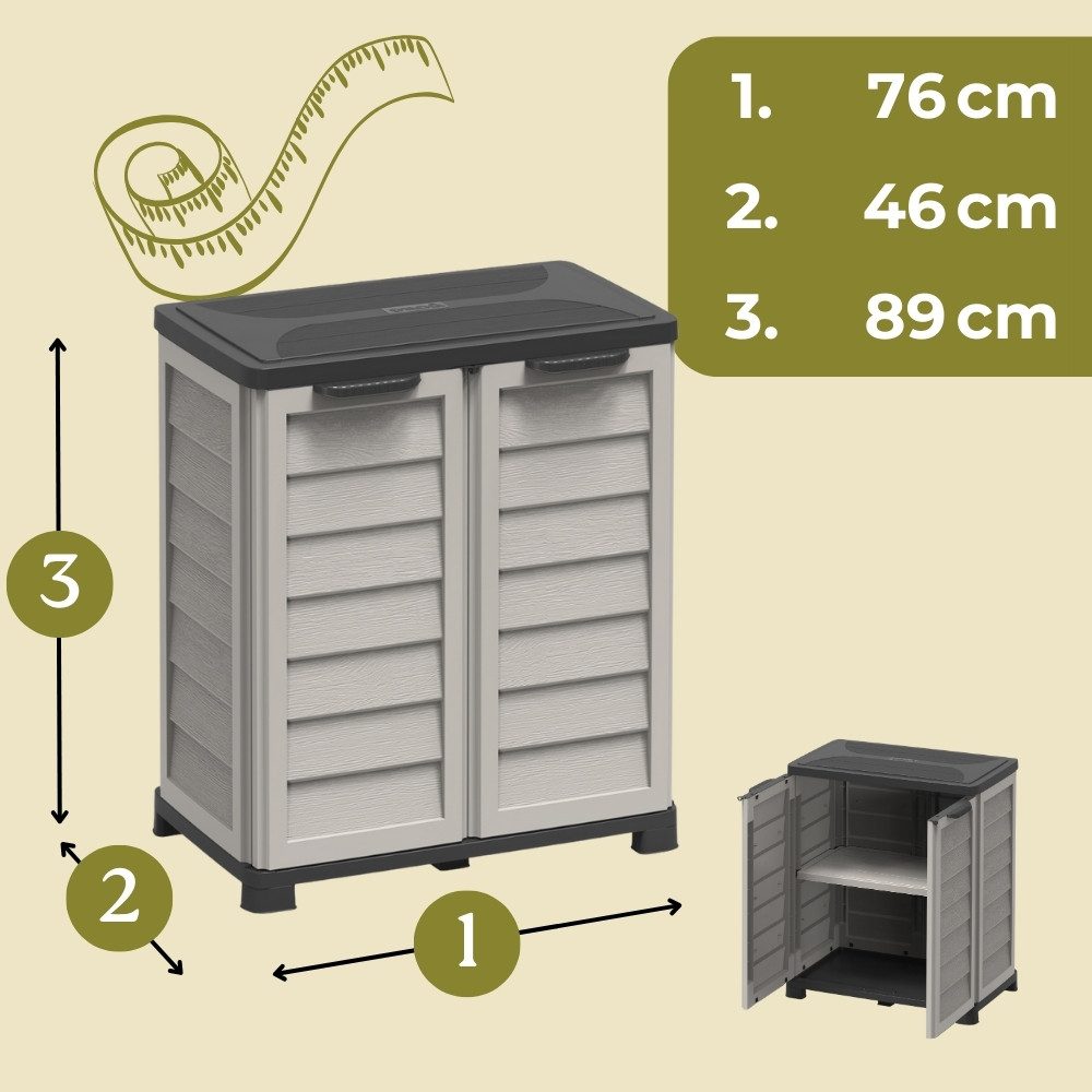 GarPet Garten-Geräteschrank Gartenschrank Wetterfest Outdoor Kunststoff Schrank Balkonschrank