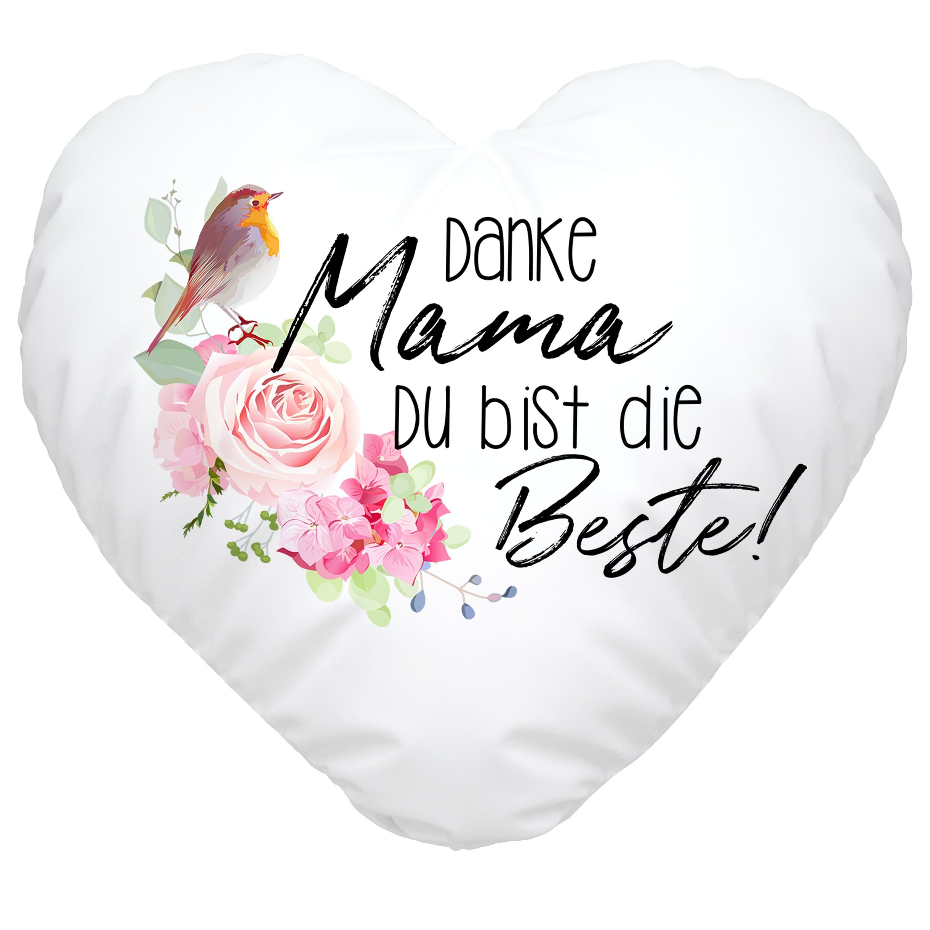 SpecialMe Dekokissen Herzkissen Danke Mama Du bist die Beste Blumen Danke  Mama Geschenk Muttertag SpecialMe®
