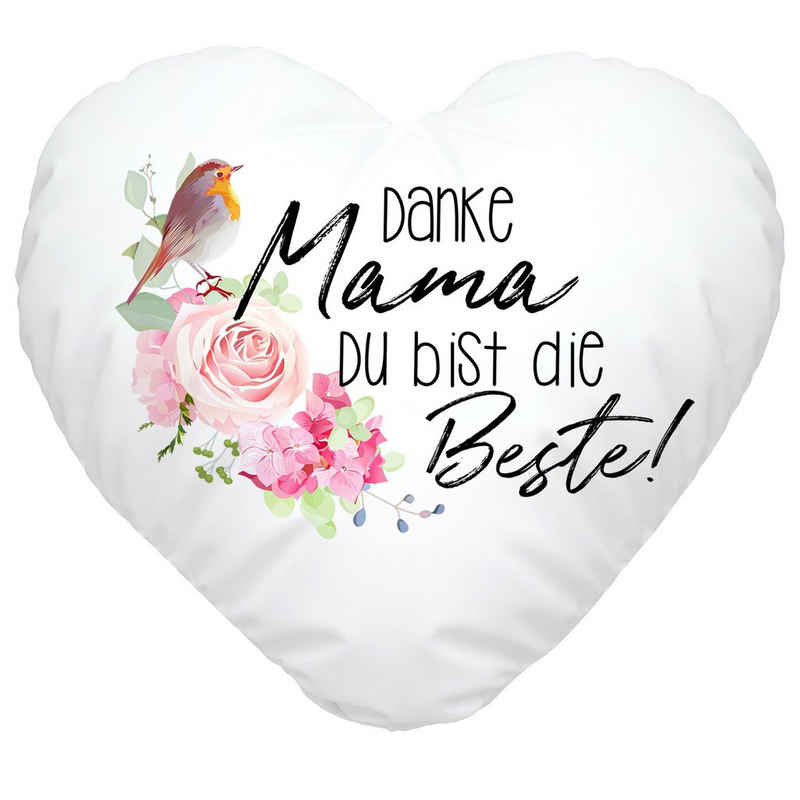 SpecialMe Dekokissen Herzkissen Danke Mama Du bist die Beste Blumen Danke Mama Geschenk Muttertag SpecialMe®