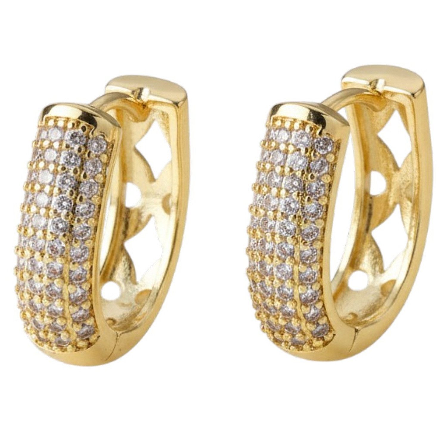 KARMA Paar Creolen Zirkone Gold Ohrringe 2 cm (Geschenk für Sie Kristallcreolen, 2-tlg., Damenschmuck Damencreolen modern), Damenohrringe Ohrringe Kreolen