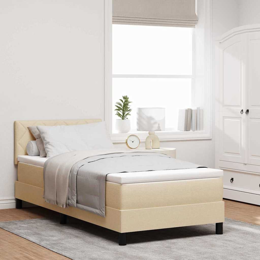 furnicato Bett 203 x 90 x 88 cm, Creme, Massivholz, höhenverstellbar (1-tlg), Höhenverstellbares Einzelbett mit Taschenfederkern-Matratze