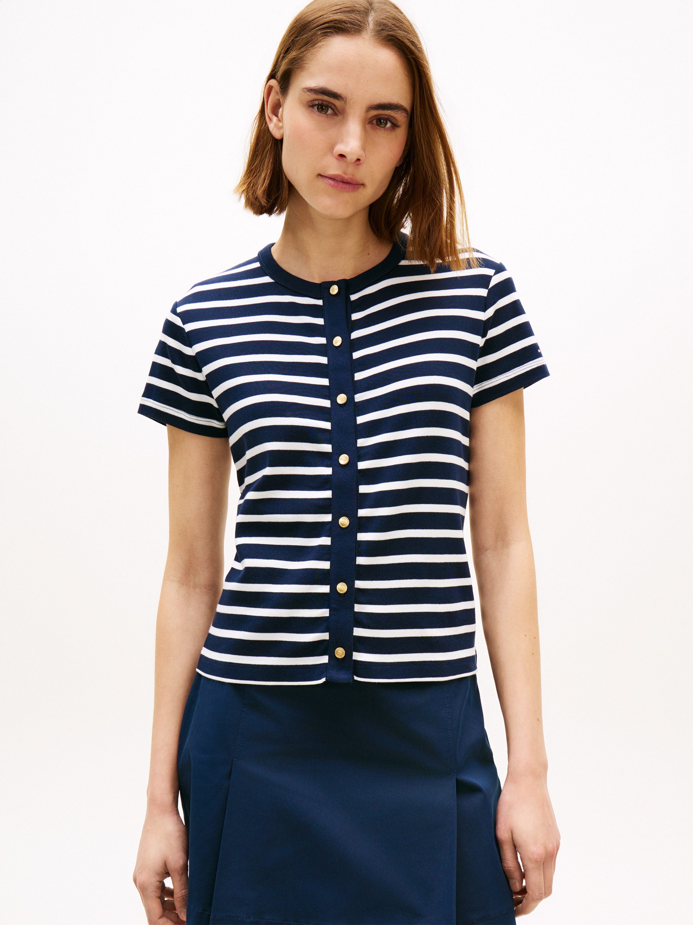 Tommy Hilfiger Kurzarmshirt GOLD BUTTON SLIM SS TEE