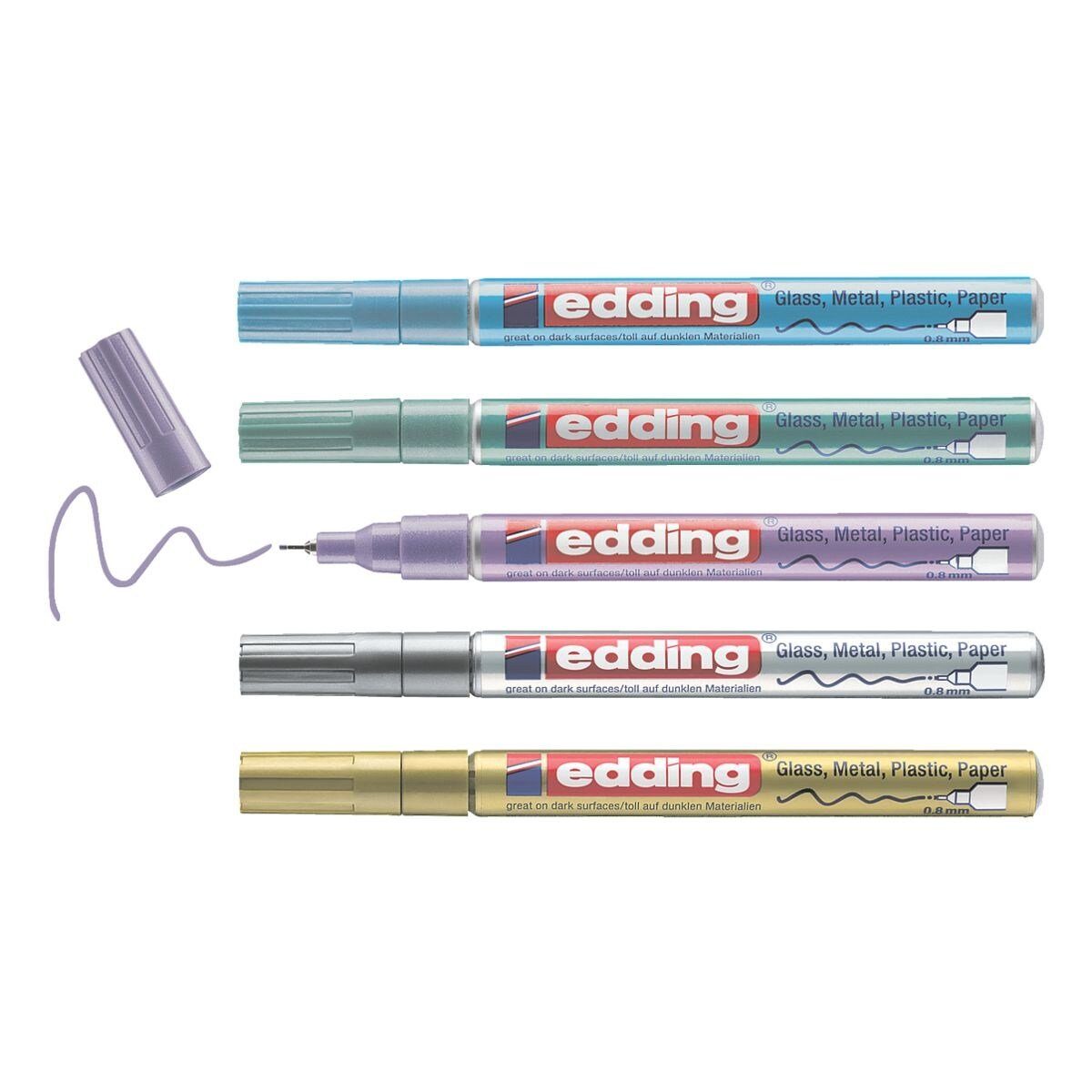 edding Lackmarker 780 metallic spezial, (5-tlg), Strichstärke 0,8 mm