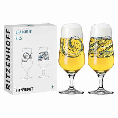 Ritzenhoff Bierglas 2er-Set Brauchzeit 002, Kristallglas, Design von Andreas Preis