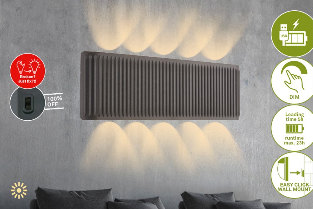 Briloner Leuchten LED Wandleuchte FADE, LED fest integriert, 28,5x9x4,5 cm, Wohnzimmer, Flur, Schlafzimmer