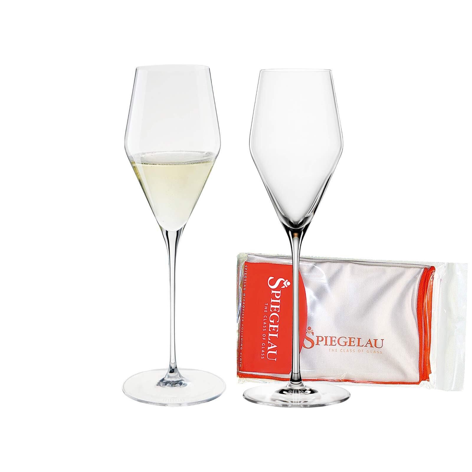 SPIEGELAU Champagnerglas Definition Champagnergläser + Poliertuch 250 ml, 2-tlg., Glas