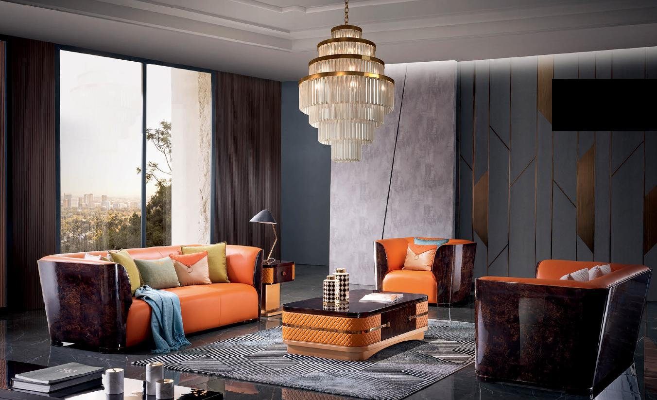 JVmoebel Sofa Moderne Orange Garnitur 3+2+1 Sitzer Polster Sofagarnitur Couch, Made in Europe
