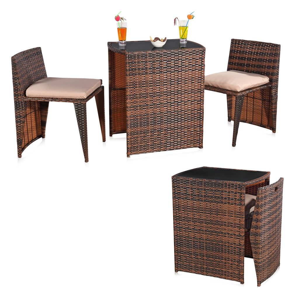 Mucola Sitzgruppe 3tlg. Polyrattan Balkonset Gartenset günstig online kaufen
