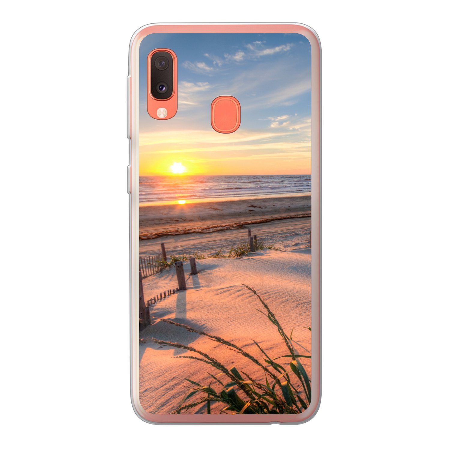 MuchoWow Handyhülle für Samsung Galaxy A20e Strand - Meer - Düne - Sonnenuntergang - Lands, Smartphone-Bumper, Print, Handy Schutzhülle Dünn