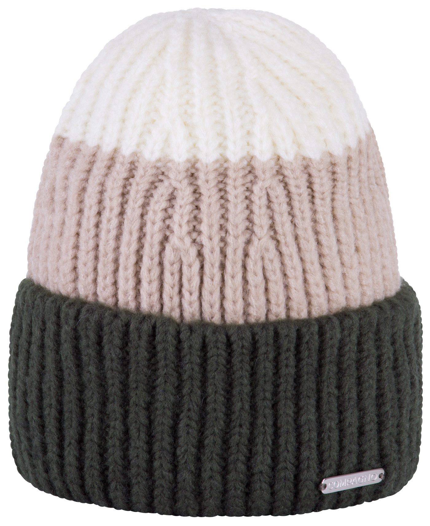 compagno Strickmütze (1-St) Klassische Beanie Wintermütze Strickmütze Damen mit breiter Krempe