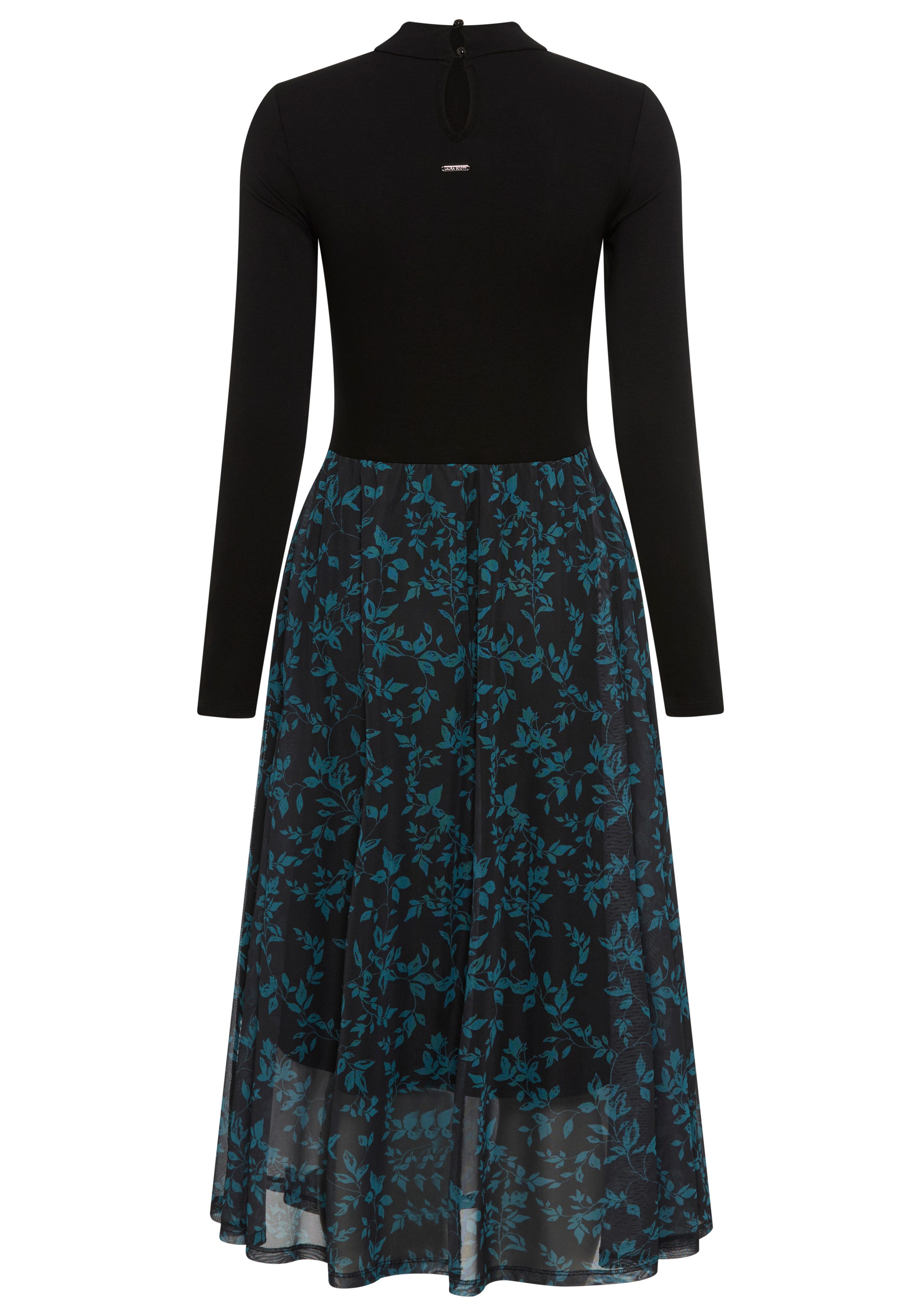 Laura Scott Meshkleid aus elastischer Viskosemischung, figurbetonte Passform, Langarm-Design