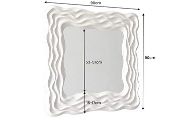 riess-ambiente Wandspiegel WAVE 90cm greige (Einzelartikel, 1-St), Schlafzimmer · Wellen-Design · Deko · quadratisch · handmade · Flur
