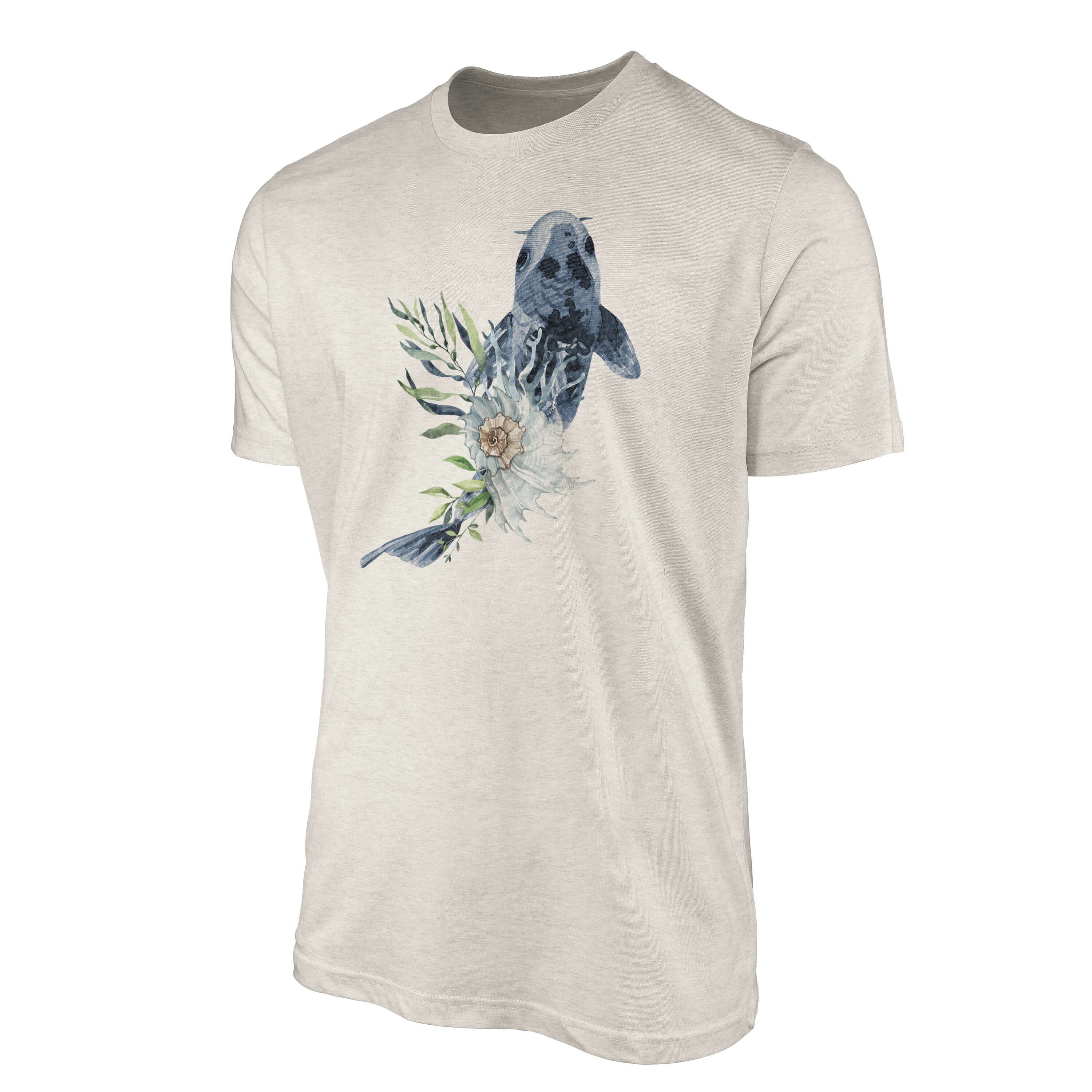 gekämmte 100% Shirt Art Nachhaltig Motiv Bio-Baumwolle Herren T-Shirt Karpfen Koi Ökomode T-Shirt Wasserfarben Sinus (1-tlg)