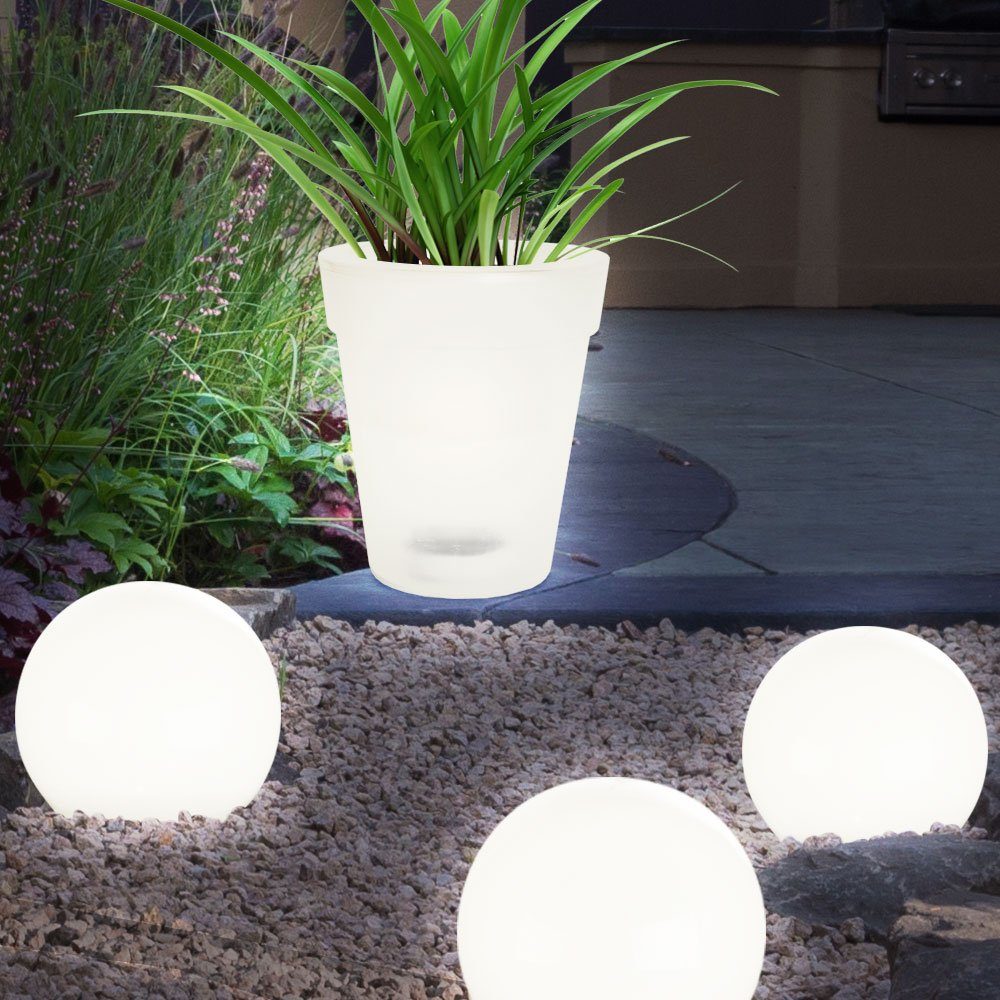 Neutralweiß, LED Set Topf fest Beleuchtung Gartenleuchte, Außen Solar LED-Leuchtmittel etc-shop verbaut, 4er Blumen Leuchten