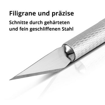 STAHLWERK Messerklinge STAHLWERK Profi-Skalpell-Set 10-teilig, Voll-Aluminium-Cuttermesser / (Packung), Bastelmesser mit verschiedenen Präzisionsklingen