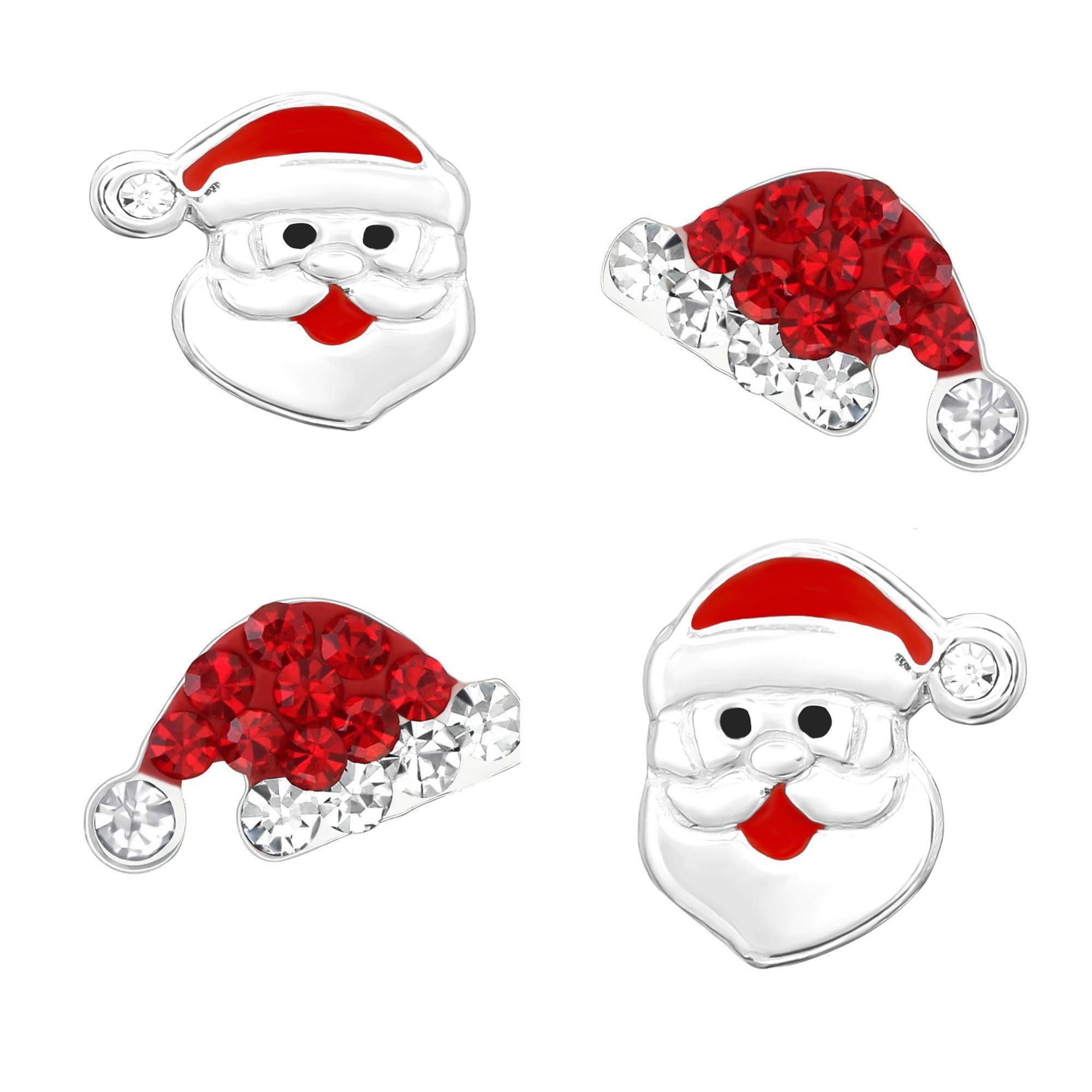 (Set, 2 Ohrringe Rentier Paar Schmuckset aus Paar Nikolaus 925 Silber Kinderschmuck, Weihnachten schmuck23 Mädchen, Kinderohrringe Geschenkset, Set Ohrstecker), 2 Ohrstecker-Set