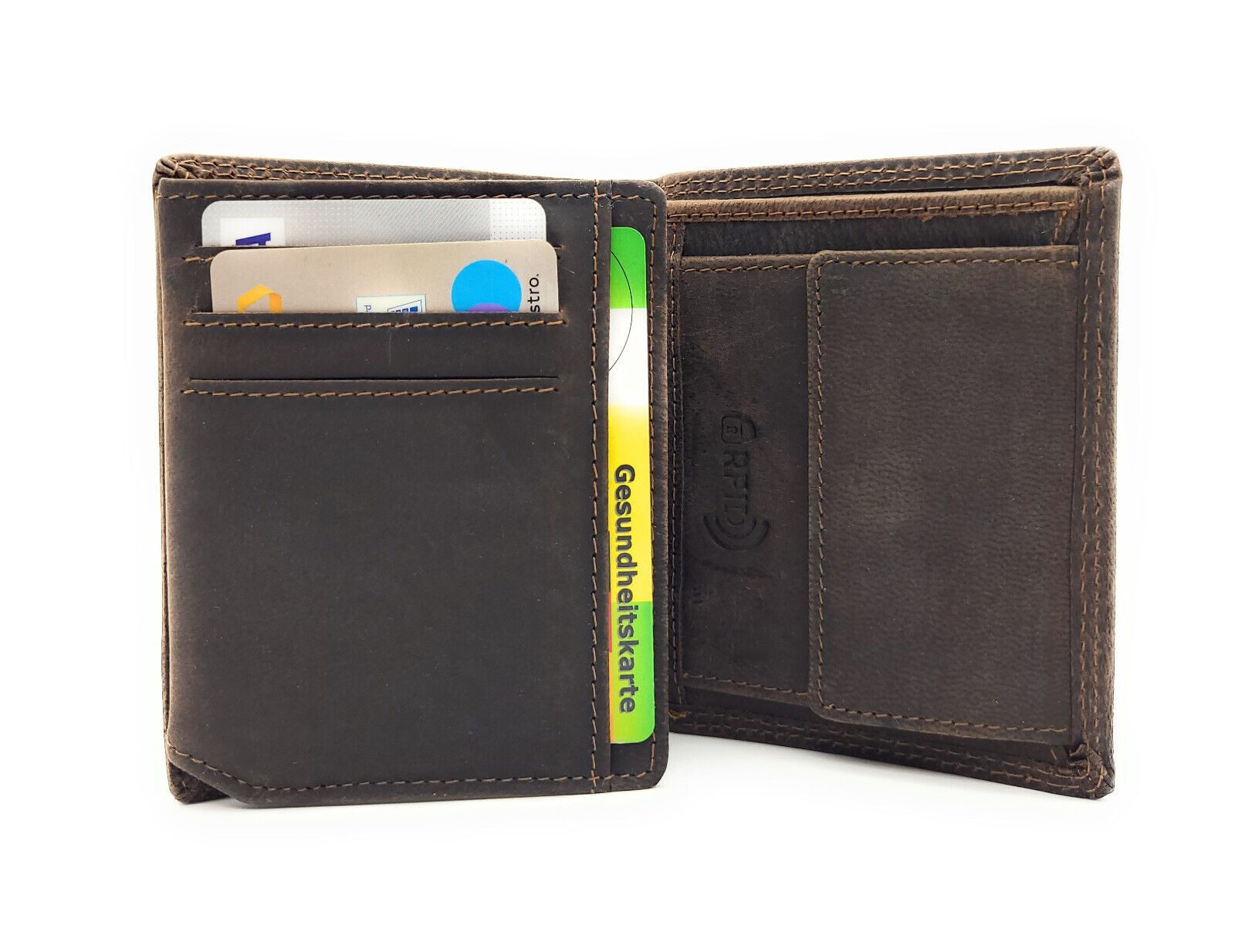 JOCKEY CLUB Mini Geldbörse kleines echt Leder Portemonnaie, Geldbeutel mit RFID Schutz, Scheinfächer aus Veloursleder