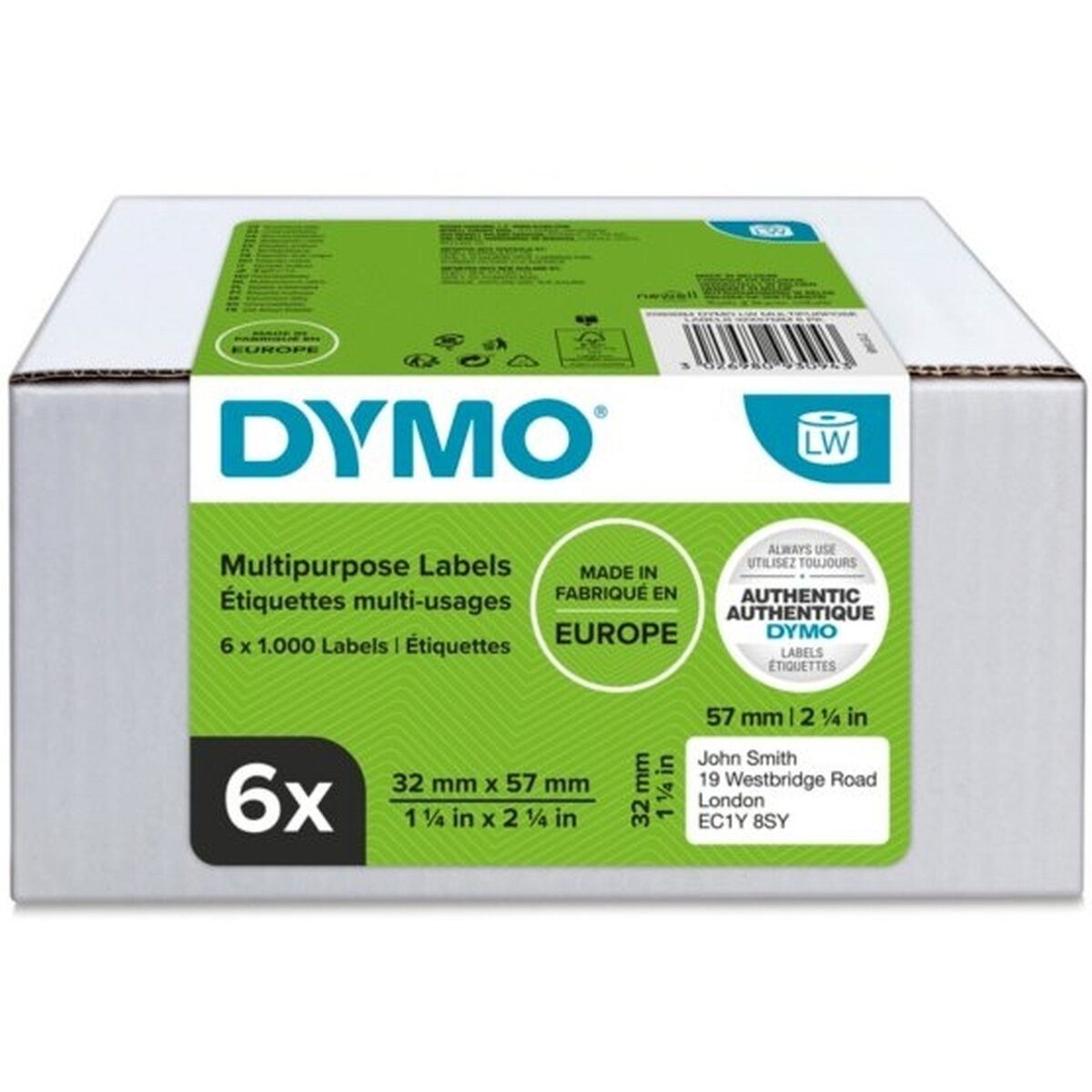 DYMO Etiketten LabelWriter Mehrzwecketiketten 57x32mm weiß VE=6x1000 Etiketten