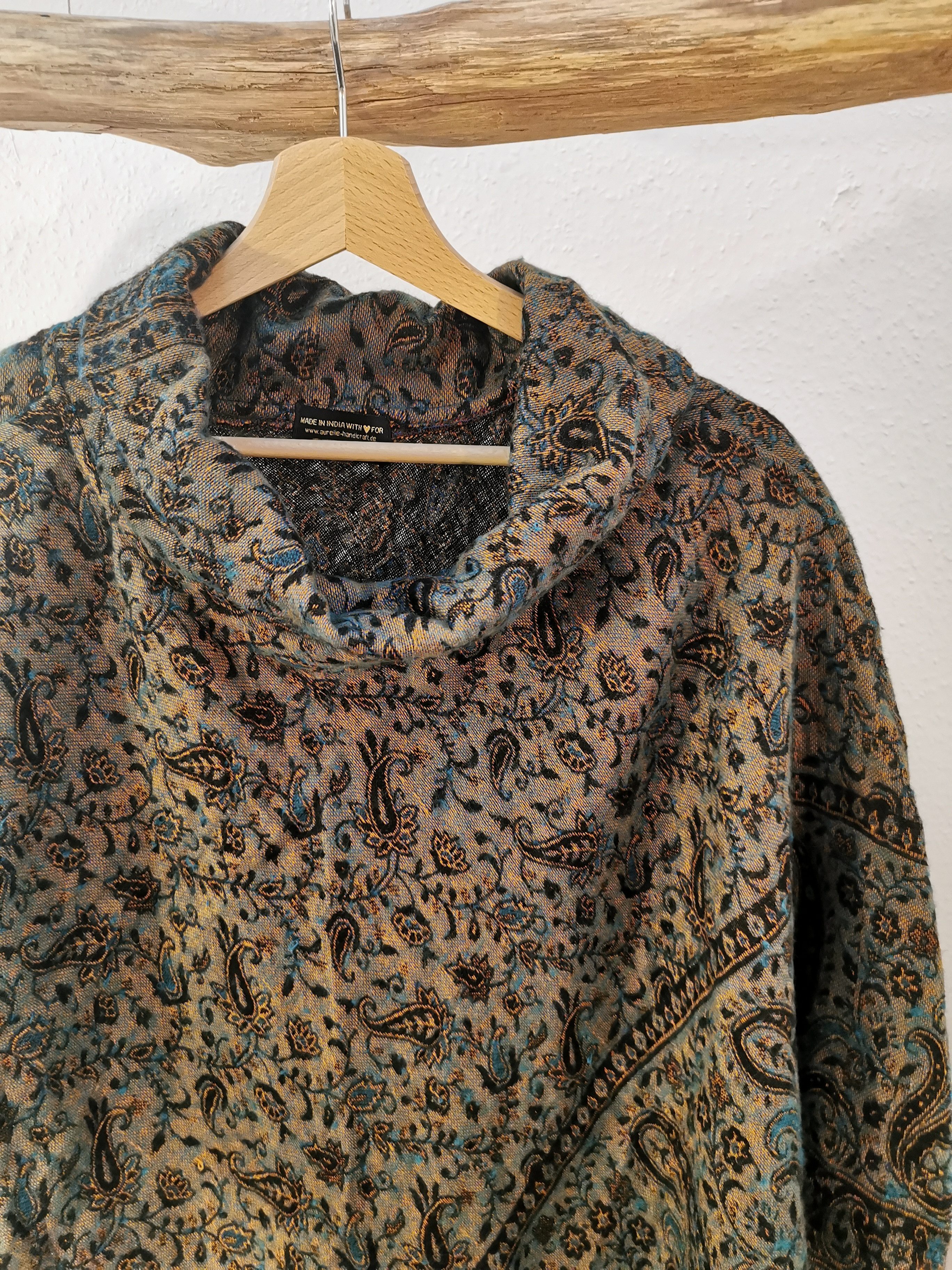 Aurelie Poncho Eleganter Paisley Poncho, für Damen und Herren, mit Stehkragen