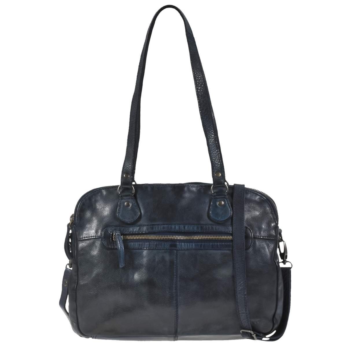 Bear Design Umhängetasche Lieke, Handtasche mit 2 getrennten Fächern, Schultertasche, Leder in blau blue