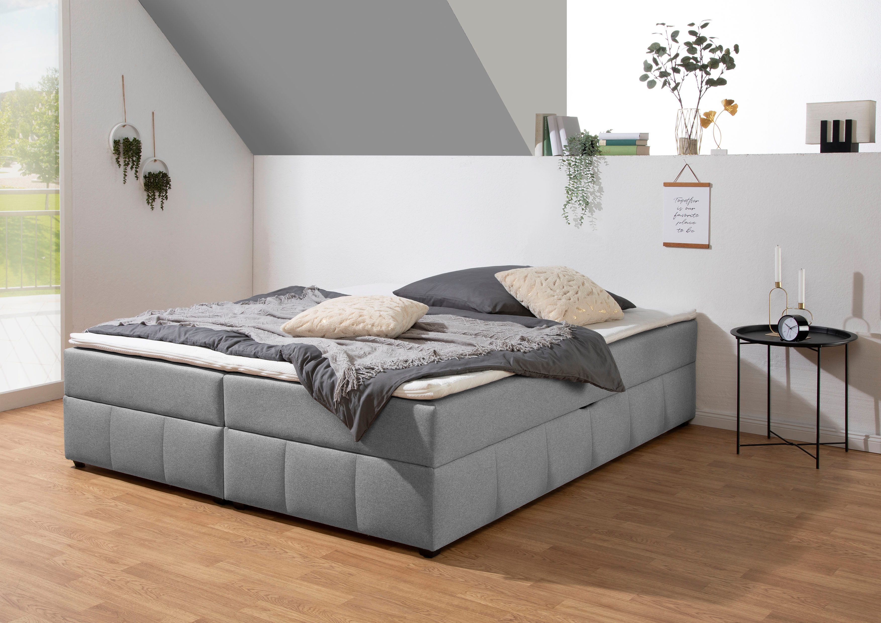 Home affaire Boxbett Niemes inkl. Bettkasten und Topper, auch in Überlänge erhältlich, Boxbett ohne Kopfteil, inkl. Topper