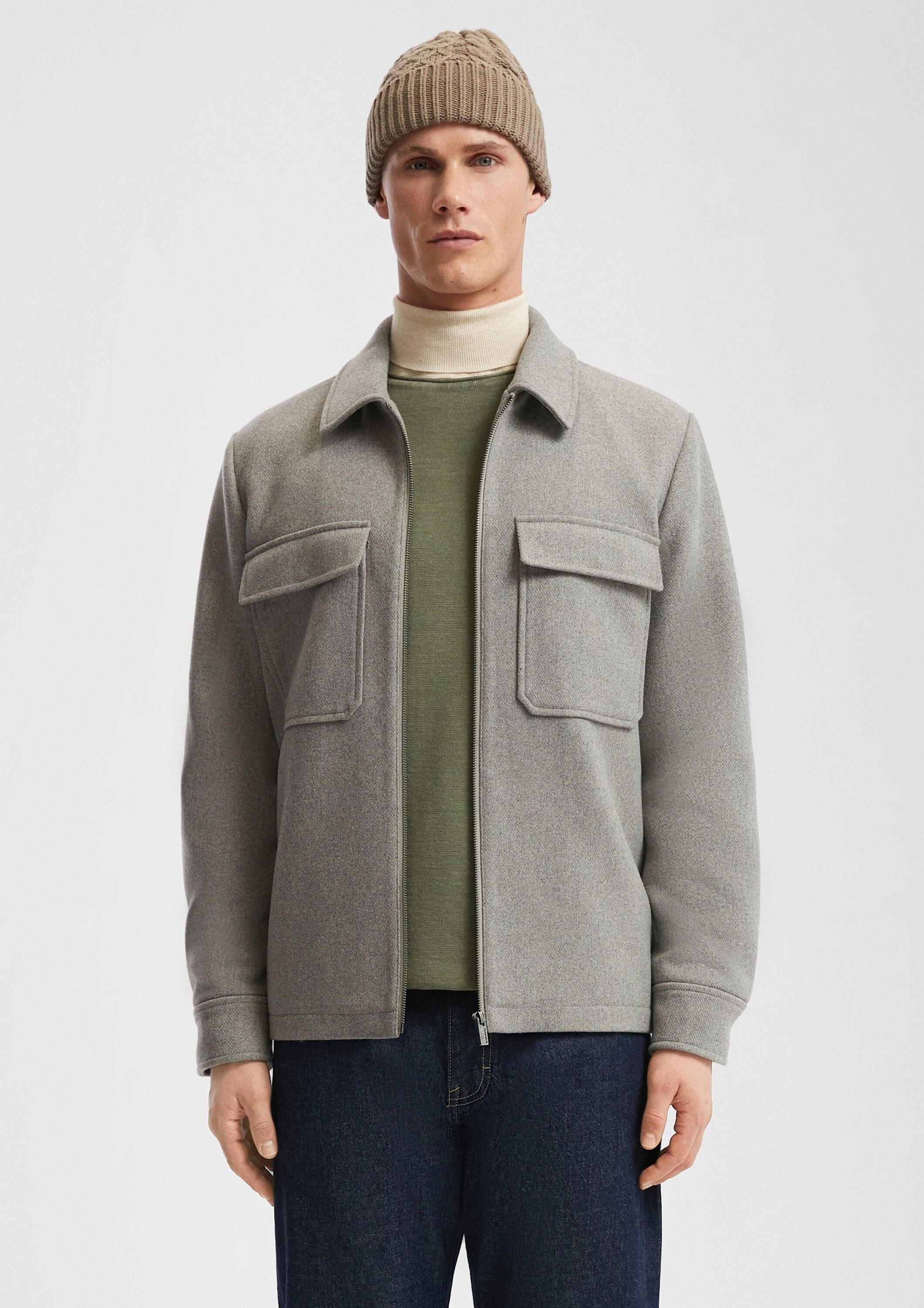 QS Funktionsjacke Outdoor-Jacke Overshirt mit Reißverschluss aus Wollmischung