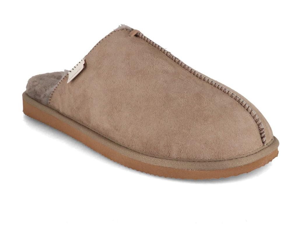 Shepherd Herren Lammfellhausschuh Hugo, stone, herren, Lammfell, warm, leicht Hausschuh temperatur- und feuchtigkeitsregulierend