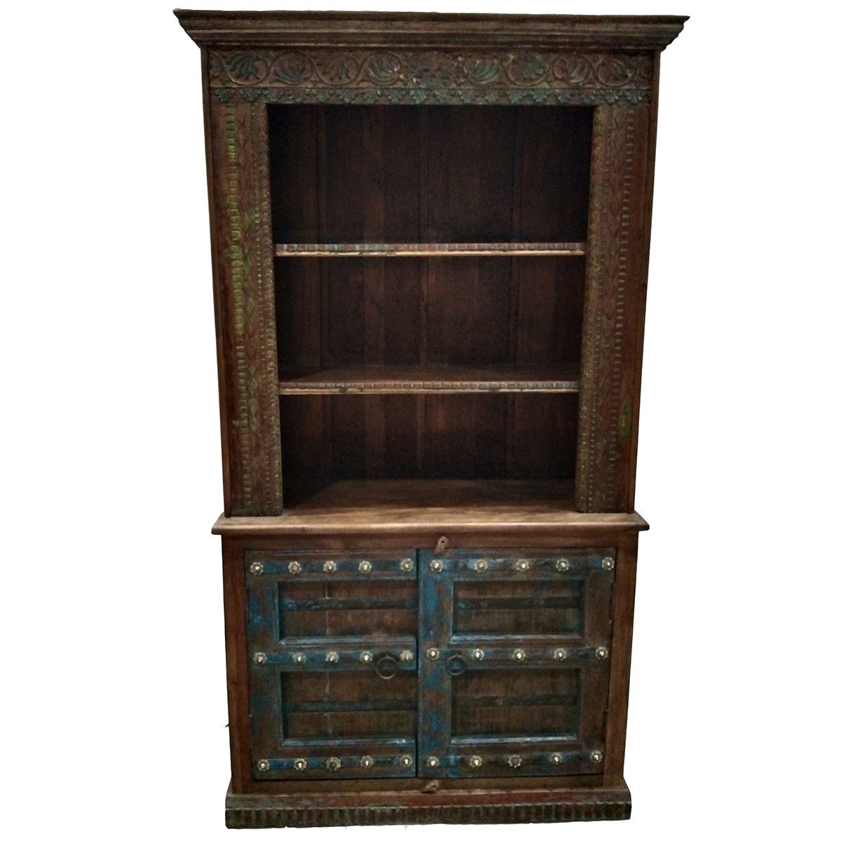 Marrakesch Orient & Mediterran Interior Bücherregal Bücherregal aus Mangoholz im orientalischen Design, Dunkelbraun 210 cm, 1-tlg.
