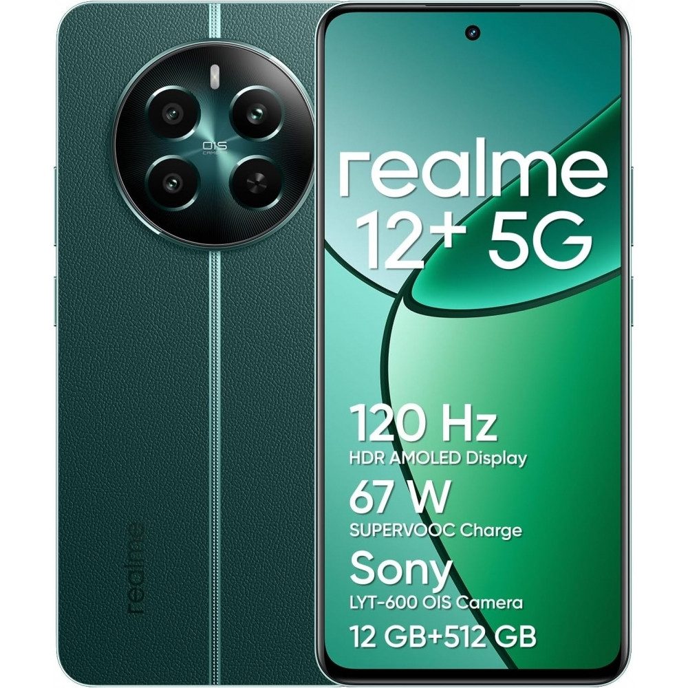 Realme Realme 12+ 5G Dual Sim 12GB RAM 512GB Smartphone Smartphone (6.67 Zoll, 512 GB Speicherplatz, 5G Unterstützung für hohe Geschwindigkeiten)