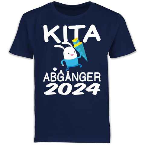 Shirtracer T-Shirt Kita Abgänger 2024 rennender Hase mit Schultüte Einschulung Junge Schulanfang Geschenke