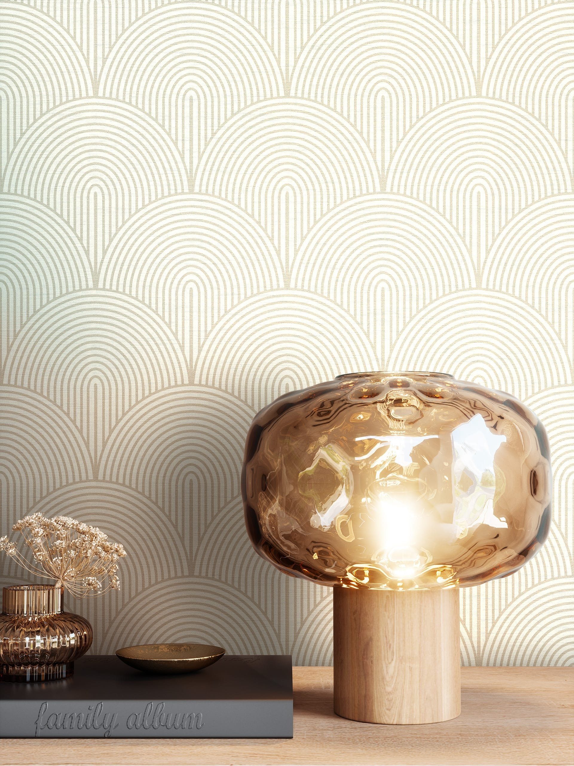 Newroom Vliestapete Bowy Beige Tapete Mustertapete Bogen,Linien, Beige Tapete Modern Bogen - Mustertapete Ästhetik Grau Weiß Boho Art déco Linien für Wohnzimmer – Bild 3 von 5