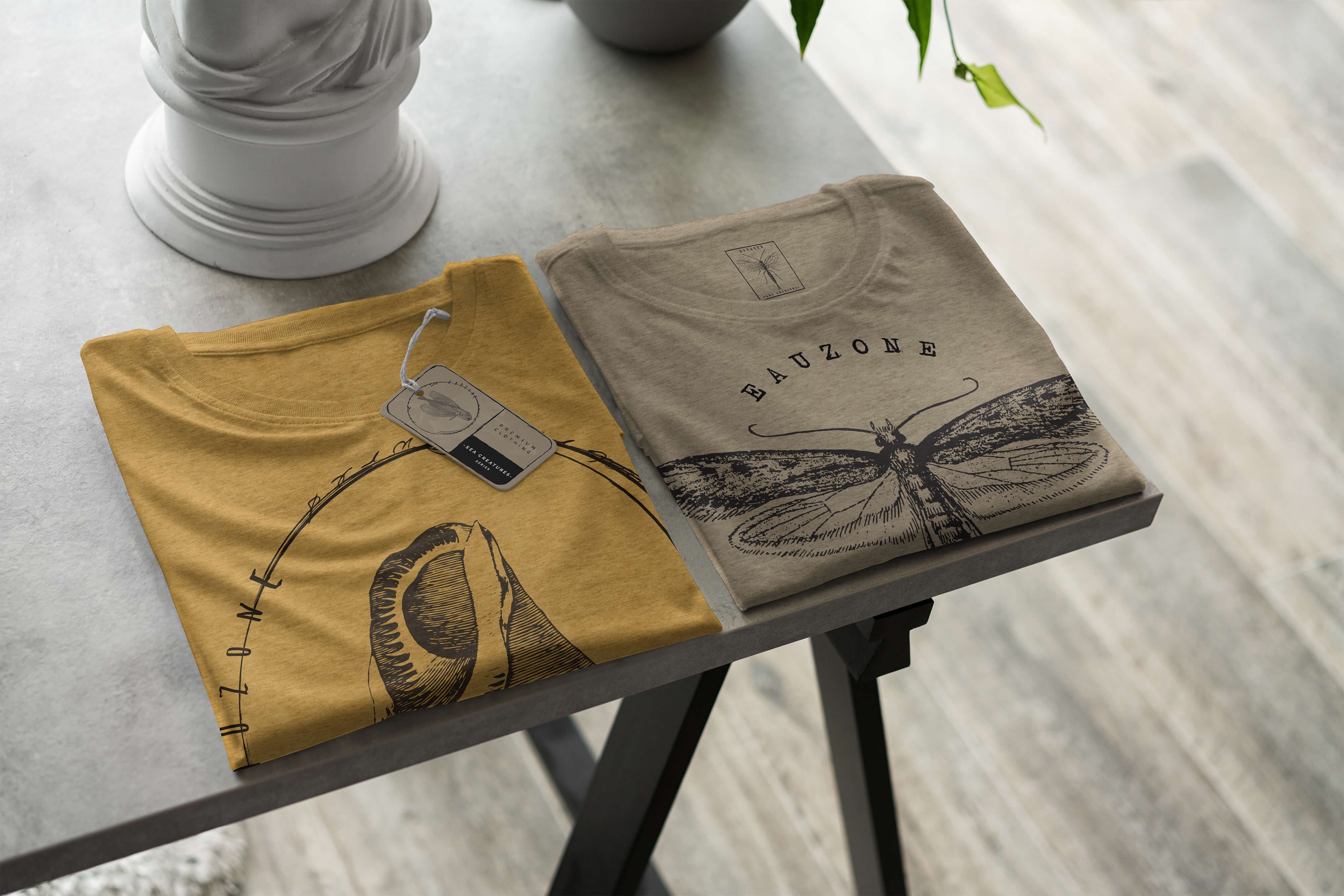 Sinus Art T-Shirt T-Shirt Tiefsee Gold Sea Sea Schnitt Serie: Creatures, Fische sportlicher 028 feine - Struktur / und Antique
