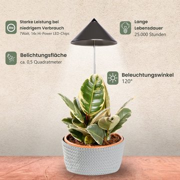 PARUS Pflanzenlampe Indoor plants, Leuchtmittel für Pflanzen, Teleskopstab 1m, Parus by Venso SUNLiTE 7W LED Vollspektrum Pflanzenlampe Grau, Indoor