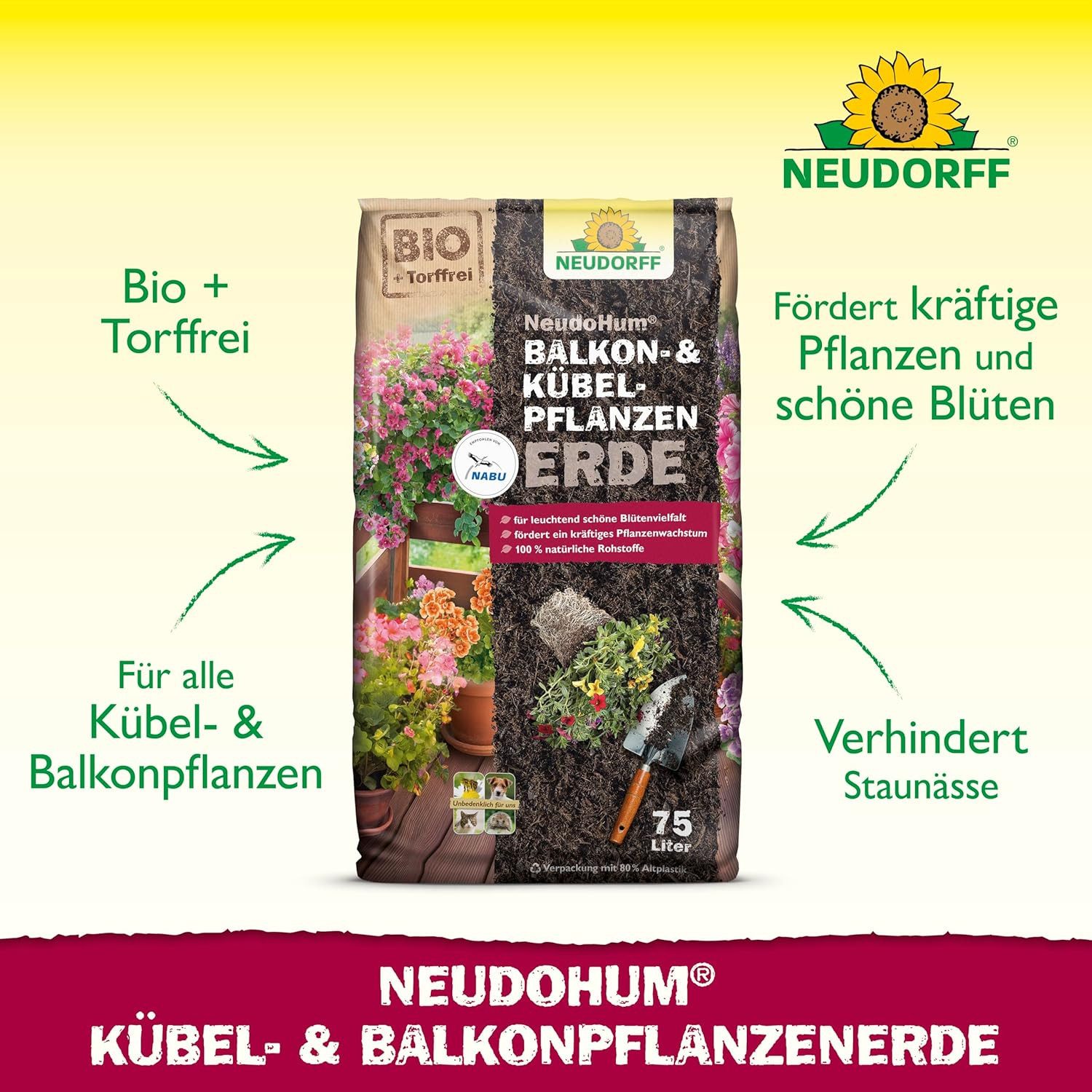 Neudorff Blumenerde Neudorff NeudoHum Balkon- & KübelpflanzenErde 40 L, mit günstig online kaufen