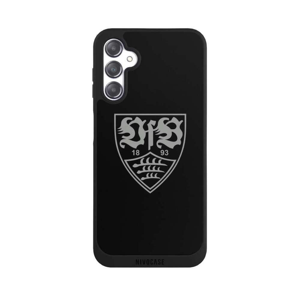 NIVOCASE Handyhülle Offizielles Lizenzprodukt VfB Stuttgart Logo VfB Stuttgart schwarz, Samsung Galaxy A14 5G Handyhülle Hülle NIVOpure Case Schwarz