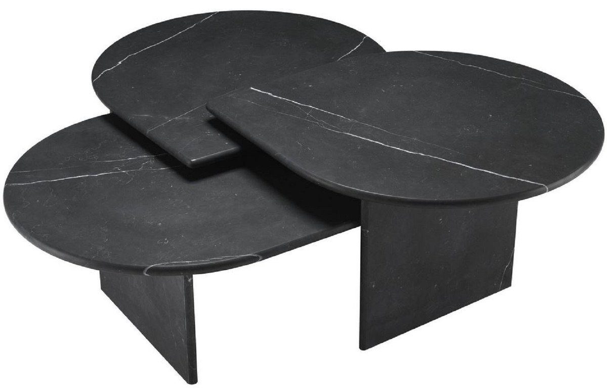 Casa Padrino Couchtisch Luxus Couchtisch Set Schwarz - 3 Wohnzimmertische aus hochwertigem Marmor - Luxus Möbel | Couchtische