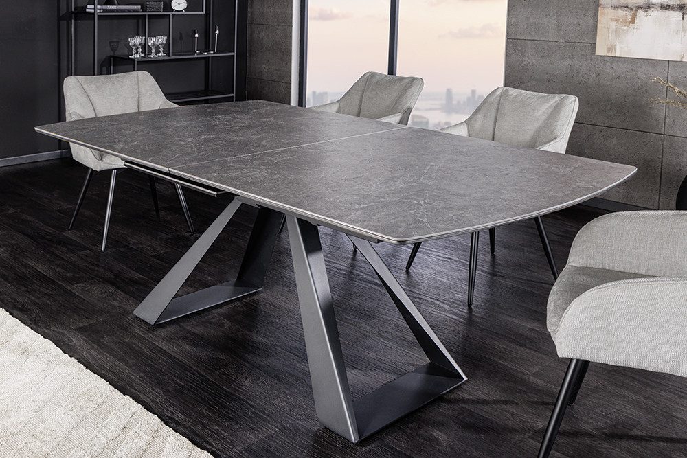 riess-ambiente Esstisch CONCORD 180-230cm graphit – Keramikplatte, schwarzes Metallgestell (Einzelartikel, 1-St), ausziehbar für flexible Nutzung – ideal für 6–10 Personen