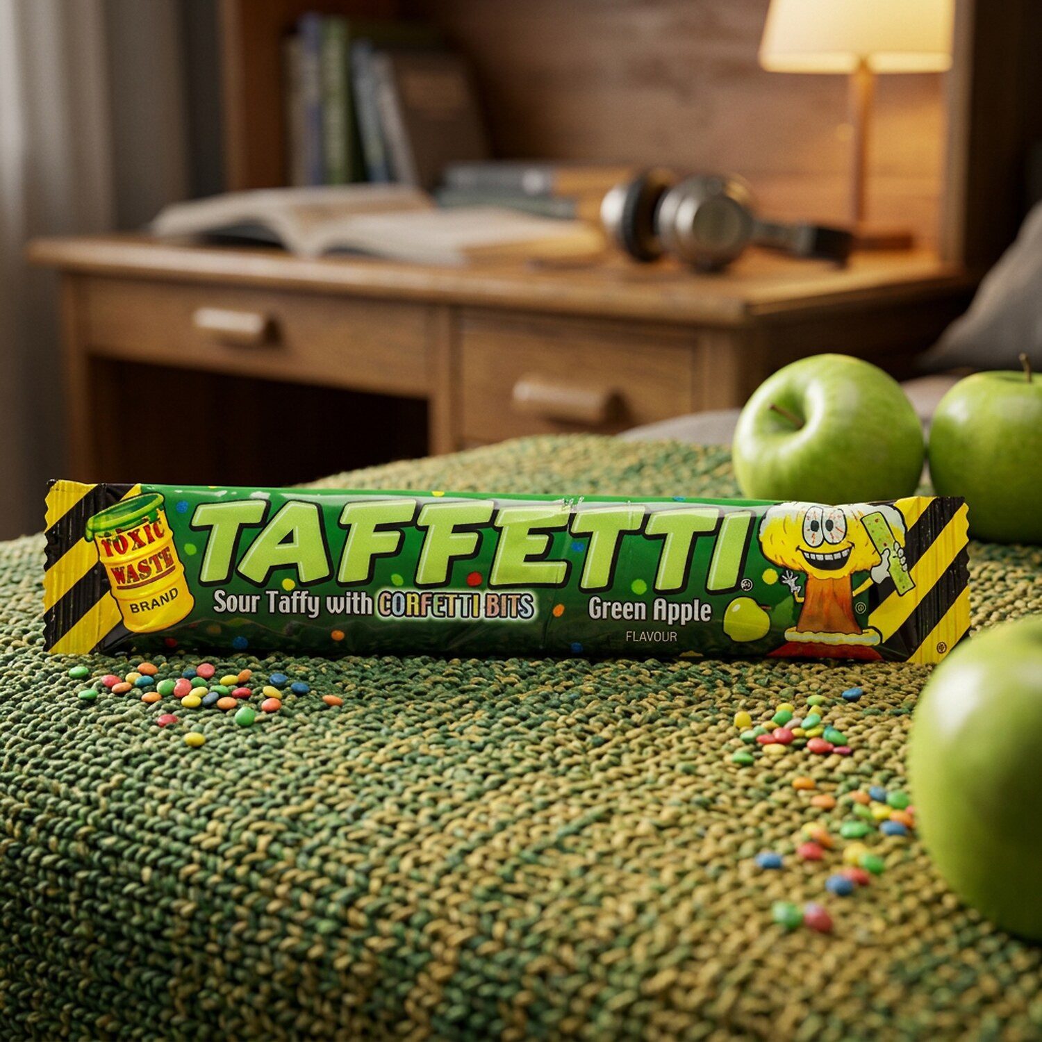 TOXIC WASTE Süßigkeit, 1 x 20 g, Taffetti Green Apple UK Sour Candy