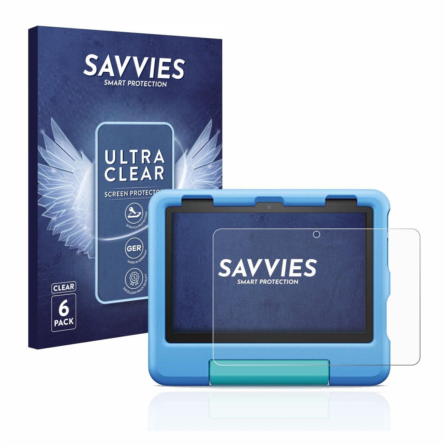 Savvies Displayschutzfolie Schutzfolie für Amazon Fire HD 8 Kids 2022, 6 Stück, Displayschutz Schutz Folie Klar Transparent