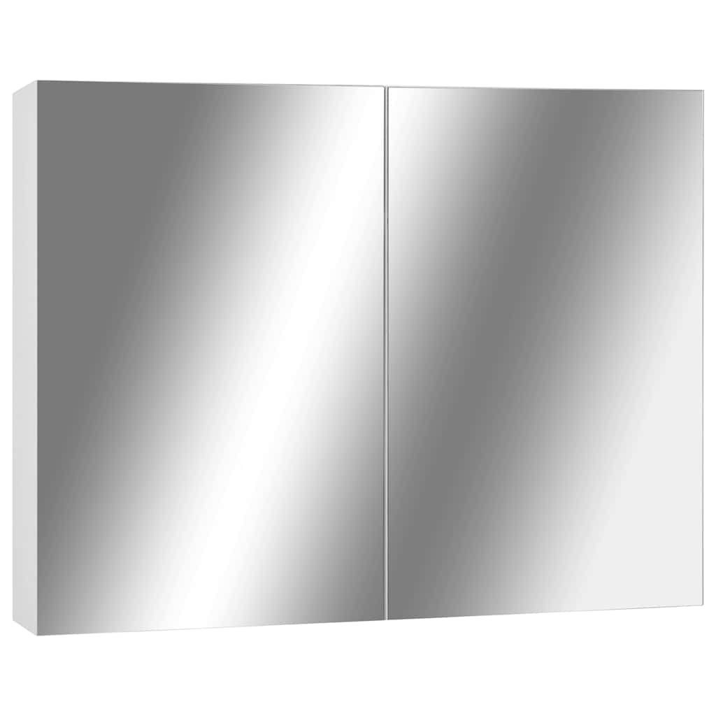 vidaXL Badezimmerspiegelschrank Bad-Spiegelschrank Weiß 80x15x60 cm MDF